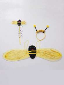 1 Set Cute Halloween Bee Costume And Accessories (Including Headpiece And Wings) - Multicolor - View 7