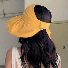 Foldable Sunscreen Hat New Big Brim Cotton Empty Top Cap Double Sided UV Protection Sun Hat OHH3 - Pink - View 8