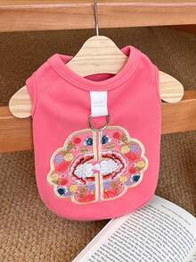 1pc Rabbit Pet Clothing With Embroidered Buttons, Chinese Style, Spring And Autumn Pet Clothes, Bunny Supplies, Bunny Pet Supplies, Rabbit Supplies, Small Pet Clothing, Rabbit Clothes, Cute Chinese-Style Vests, Pet Clothes Suitable For Kittens - Multicolor - View 6