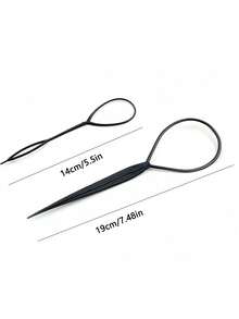 4pcs Black Hair Braid Maker, For Creating Fluffy Braided Hairstyles, Girls Ponytail Styler, Bridal Curly Hair Styling Tool, Hair Accessories - Multicolor - View 3