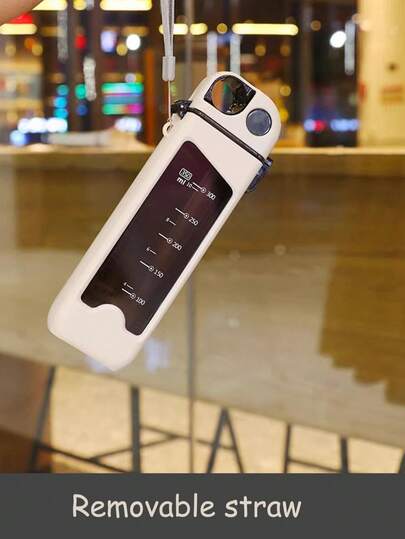 1pc Kids Summer Water Bottle, Cute Square Water Cup With Straw For Girls, Portable 350ml Silicone Mouthpiece, Pink