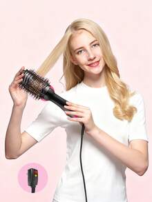 JMMO Set de regalo 3 en 1 que incluye cepillo de aire caliente, secador de pelo y tenacillas, herramienta multifuncional para el peinado, regalo creativo y único para mujeres y hombres - Negro - Ver 8