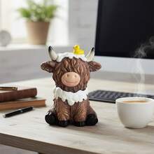 Highland Cow Figurine Cute Resin Animal Statues Decorations For Home Indoor Outdoor Garden Yard - D - 查看 2