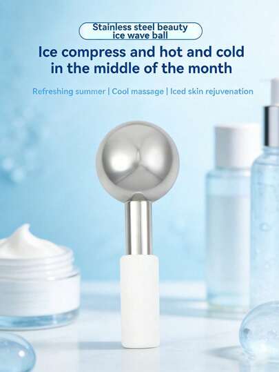 304 Stainless Steel Cold & Hot Wave Ball | -15°C/80°C Dual Temperature Switch, Crushed Glass Material, Built-In 60-Minute Long-Lasting Condensate, Removable Silicone Handle For Ice/Heat Therapy Without Freezing Hands, Layered Penetration Technology Enhances Skincare Product Absorption Efficiency, Covers 3 Major Scenarios: Emergency Swelling Relief, Pore Management, Post-Cosmetic Surgery