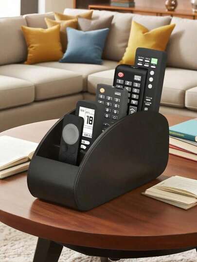 5-Slot Remote Control Organizer - Suitable For TV/DVR/Cable Box, Space Saving For Living Room, Home Office, Bedroom - Fits 1, 2, 3, 4, 5 Remotes - Also Can Be Used As Desktop Organizer For Glasses, Pens, Media Players And Remotes, Classic Design, Sturdy Construction, Ideal For Office, Great For Christmas, Valentine's Day Or Holiday Gift