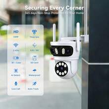 1500万像素WiFi网络摄像头，180°广角镜头，10倍数码变焦，自动跟踪，可旋转，云存储（不含电源适配器） - 白色 - 查看 3