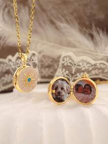 Customized Photo Pendant Necklace, Sun-Shaped Pendant - Personalized Gift For Mom, Memorial Jewelry, Women's Gift, Memorial Necklace - Multicolor - View 3