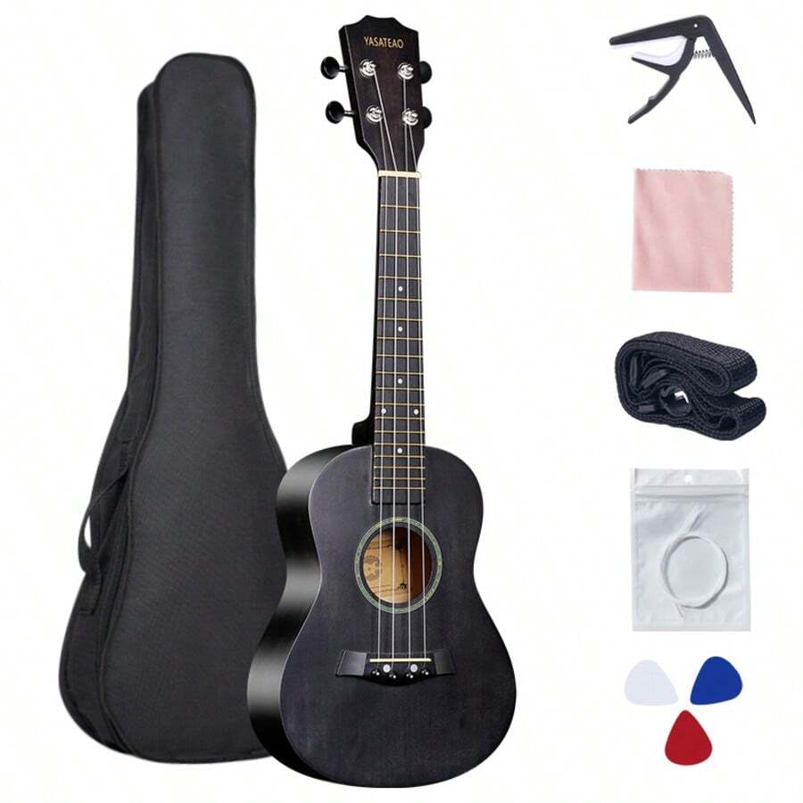 23-Inch Ukulele For Beginners, Includes Ukulele, Gig Bag, Pick, Capo, Strings, And Strap