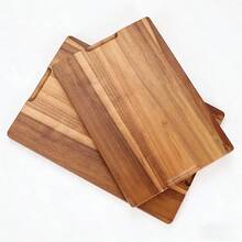 1 件装大型加厚木质砧板，边缘光滑圆润，配有结实手柄，带有导流槽防止汁液溢出，非常适合处理肉类、奶酪、面包、蔬菜、水果——是家庭和专业厨房的完美厨师礼物（红木色） - 金色 - 查看 4