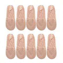 1/5/10 Pairs Women's Summer Thin Breathable Non Stuffy Leg Hollow Lace Invisible Silicone Plum Blossom Pattern Boat Socks - Multicolor - View 22