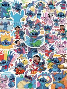 Disney 50张迪士尼史迪奇贴纸 派对礼品 史迪奇卡通贴纸 防水乙烯基贴纸 - 藍色 - 查看 9