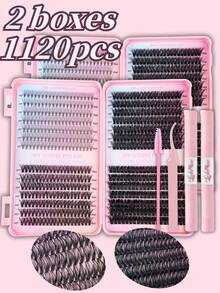 1120PCS/560PCS Individual Lash Clusters Book Kit, 10D 30D 50D 80D Mixed Density, D Curl Wispy Lash Clusters, 0.47–0.63inch Mixed Length, Natural Look Soft Lightweight Reusable DIY Eyelash Extensions, Beginner Friendly, With Lash Glue, Tweezers And Brush, Eyelash Clusters, Individual Eyelashes, Lashes, Fake Lashes, Suitable For Daily Makeup, Wedding, Party, Christmas, Halloween, Valentine's Day And Thanksgiving, Festive Glam Beauty - 粉紅色-1 - 查看 12