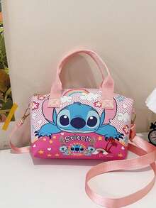 迪士尼/天使图案迷你手提包和斜挎包套装 - 时尚多色帆布手提包，配有可调节肩带 - 适合日常使用的百搭休闲配饰 - 青少年和年轻人的完美趣味生日或节日礼物 - 彩色 - 查看 9