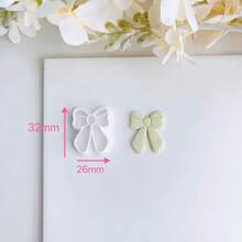 可重复使用的3D蝴蝶结造型聚合物粘土切割器套装，可爱手工工艺材料，适用于耳环和珠宝制作，塑料材质 - 白色 - 查看 12