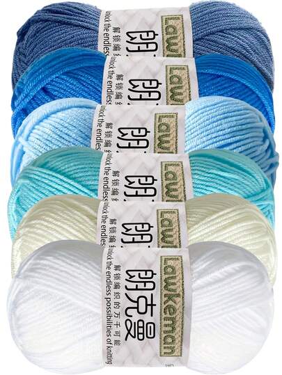 Lawkeman Bộ 6 cuộn/300g sợi len Morandi nhiều màu sắc, thích hợp để móc và đan, dùng cho các dự án thủ công DIY, may quần áo mùa xuân/hè, làm túi xách, đồ trang trí, hoa, vòng cổ, vòng tay, thắt lưng, gối.