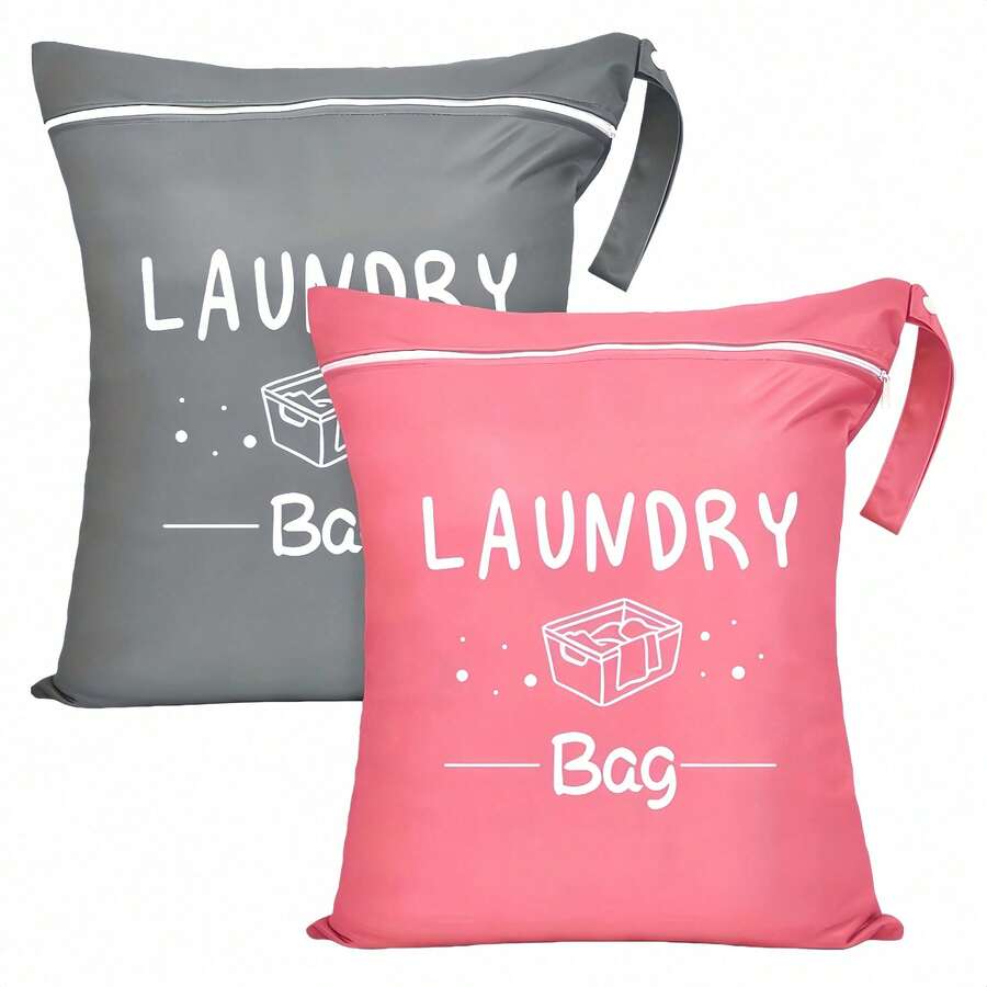 Large Travel Laundry Bag, Wet Dry Bag, Drawstring Washable Bag For Dirty Clothes, Swimwear, Gym Clothes, Available In Blue, Pink, Black, Gray