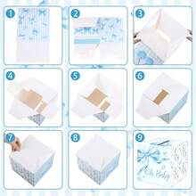 51 Diaper Raffle Tickets With Box For Baby Shower Game Invitations Diaper Raffle Card For Gender Reveal Baby Shower Party Decoration Table Centerpiece(Clear White) - 藍色 - 查看 4