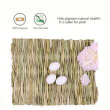 1pc Pet Rabbit/Hamster Woven Grass Mat, Pet Grass Pad, Grass Nest, Straw Woven Pet Bed - Multicolor - View 5