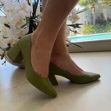 SHOW SHOW 5 CM BLOCK HEEL SCARPIN - màu xanh lá - Xem 3