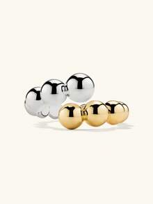 Anillo de diseño de perla gruesa bañado en oro de 18K de plata esterlina S925 para mujer, de moda y minimalista - Anillo de dos tonos - Ver 3