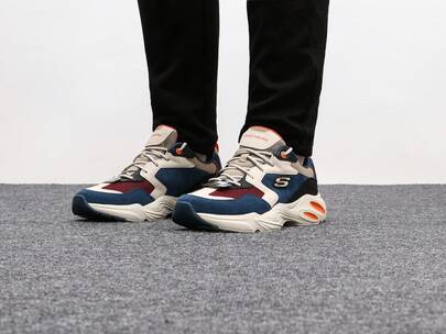 Skechers Men's D'LITES Lace-Up Sneakers, Panda Design Casual Shoes 237236-NVMT