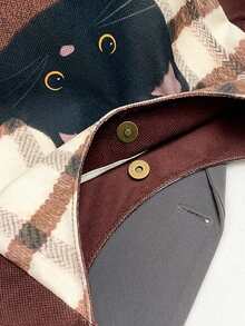 1pc Black Cartoon Cat & Dog All-Over Print + Funny Letter Print Thick Canvas Large Capacity Tote Bag, Casual College Style Shoulder Tote Bag For Daily Commute - Multicolor - View 6