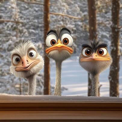 1-3pcs 2D Flat-Printed Ostrich Head Pattern Window Sticker, Creative Wall Sticker With Exquisite Design, Self-Adhesive, Suitable For Bedroom And Home Decor, Fun Wall Art To Beautify Your Space - Wall Stickers