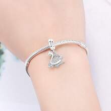 CYMYSS 1件优雅925镀银镶嵌立方氧化锆星天鹅吊坠，适合作为生日/情人节/周年纪念礼物 - 彩色 - 查看 5