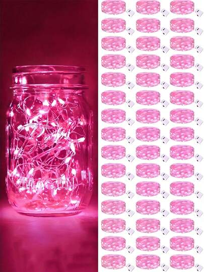 15pcs Battery Operated LED Mini Star String Lights, Twinkling Firefly Fairy Lights For Mason Jars, Wedding, Party, Christmas Decor, Warm White; 100cm LED Fairy String Lights With Silver Wire For Bedroom, Wedding, Mason Jars, DIY Crafts, Christmas Wreath, Party Decor, Pink; Battery Powered Star Lights, Mason Jar Lights, Firefly Fairy Lights For DIY Party, Wedding Decoration (Pink & White)