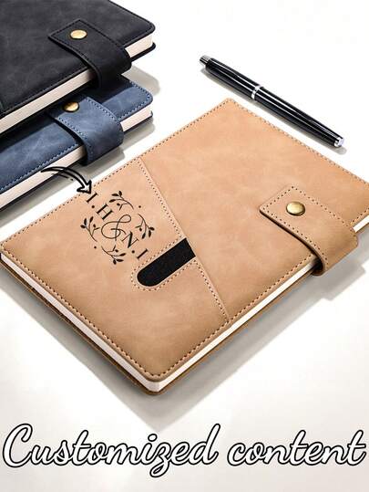 دفتر مذكرات جلدي مخصص مقاس A5 بتصميم كلاسيكي، تخصيص الاسم - دفتر مذكرات مجلد بغلاف صلب، غطاء ذو ملمس، حجم جيب، مناسب للعمل والسفر والاجتماعات - متوفر بألوان متعددة، دفتر مذكرات شبيه بالجلد، يومية السفر، تصميم خط أنيق، ضروري للعودة إلى المدرسة