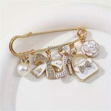 1枚时尚优雅合金胸针，精致外套胸针配饰，防滑裤腰夹，包包挂饰，时尚女士配饰 - 彩色 - 查看 2