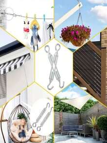 2/6/12pcs Adjustable Tensioning Hooks Set, Suitable For Cables, Wire Ropes, Outdoor Canopies, Sails, Tents, No Electricity Or Battery Required - Color - View 6