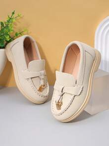 Giày da mũi nhọn, giày lười đế mềm mới mùa xuân/thu cho bé gái và bé trai, giày bệt casual cho trẻ sơ sinh/trẻ nhỏ/trẻ mẫu giáo/trẻ em. - Màu be - Xem 8