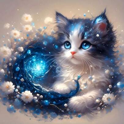 Perfect Birthday Or Christmas Gift, Adult DIY 5D Diamond Painting Kit - Full Round Diamond Art, Cat Theme - Acrylic Craft Set, Suitable For Home Wall Decor And Gifts.
