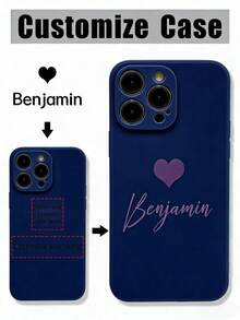 1个可定制液态紫色TPU手机壳，个性化姓名手机壳，永恒手机壳，心形手机壳，秋冬手机壳，TPU保护套，兼容苹果手机/// 可作为万圣节、圣诞节、周年纪念日、情人节、生日、婚礼、母亲节、父亲节、送给闺蜜的礼物 - 藏蓝色 - 查看 4