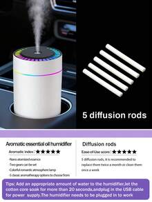 180ml Car Humidifier With Romantic Night Light, Thick Mist & Quiet Operation, Auto Timing, 5 Essential Oil Options, Car Air Freshener, Interior Decor, Suitable For Women, Gift For Valentine's Day, Mother's Day, Birthday, Children's Day, Father's Day, Graduation, Wedding, Housewarming - Cylinder - View 24