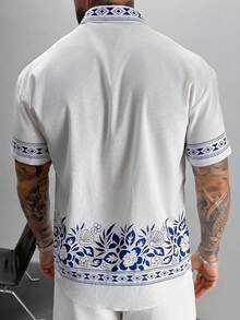 Áo sơ mi nam GloMan tay ngắn, họa tiết hoa hình học, cài đơn, phong cách casual đa năng, phù hợp đi du lịch và mặc dạo phố, trang phục mùa hè cho nam - trắng - Xem 6