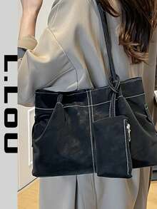 2026复古优雅多功能手提包，大容量休闲通勤轻便单肩腋下包，女士款 - 黑色 - 查看 2