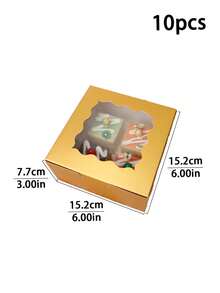 5pcs/10pcs 6x6x3in Sturdy Cake Box, White Cardboard & Kraft Paper, Wave Window For Cookie & Souvenir Gift Packaging - View 19