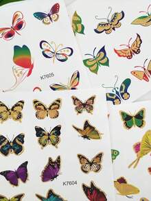 4 Tờ Hình Xăm Tạm Thời Hình Bướm Mạ Vàng & Nhiều Màu Sắc, Với Màu Sắc Rực Rỡ & Thiết Kế Bướm Viền Vàng Tinh Tế, Không Thấm Nước & Bền Màu, Dễ Dán, Lý Tưởng Cho Các Bữa Tiệc, Kỳ Nghỉ & Sử Dụng Hàng Ngày, Tạo Nên Vẻ Ngoài Sống Động & Phong Cách - Nhiều màu - Xem 7