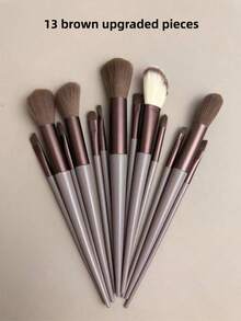 Bộ cọ trang điểm theo mùa 13 món màu xanh lá cây, bao gồm cọ má hồng, cọ phấn mắt, v.v. Bộ dụng cụ làm đẹp hoàn chỉnh, bộ cọ trang điểm chuyên nghiệp, phù hợp cho người mới bắt đầu. - màu nâu - Xem 12