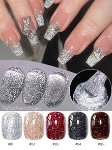 10毫升银色反光闪粉凝胶指甲油可卸超闪亮香槟金UV凝胶指甲油，适用于美甲艺术 - 彩色 - 查看 2