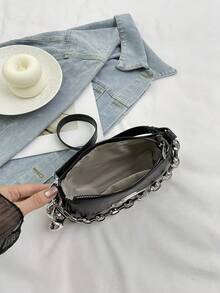 2026新款时尚多功能斜挎包、腋下包、小方包、银色小手提包 - 黑色 - 查看 10