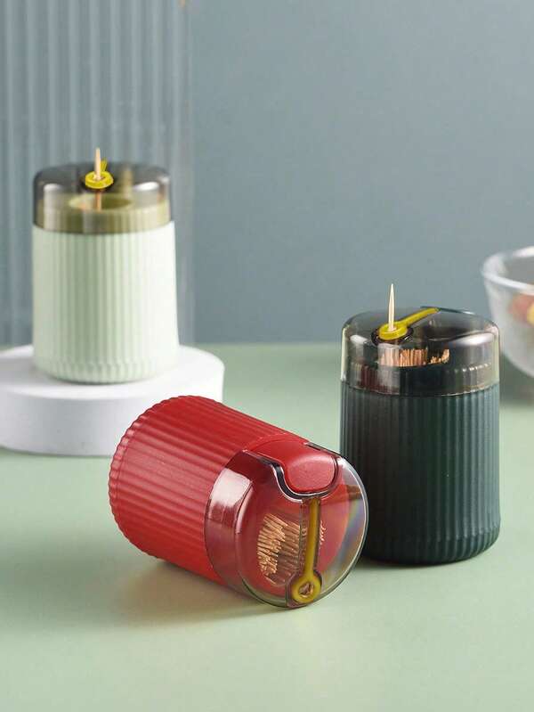 1个/3个装自动弹出式牙签盒，豪华按钮式牙签分配器，便携式自动牙签架，家用客厅牙签容器，按钮式自动牙签收纳盒，适用于家庭、客厅、厨房、餐厅