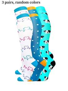 1/3/6 Pairs Unisex Compression Knee-High Socks, Breathable Design Suitable For Running, Cycling, Hiking, Football And Travel - Multicolor - View 12
