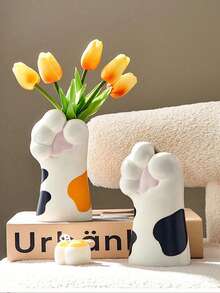 Bình hoa hình bàn chân mèo hoạt hình dễ thương, bình hoa trang trí nhà cửa bằng nhựa, vật trang trí phòng khách và phòng ngủ hiện đại sáng tạo. - 1PC - Xem 4