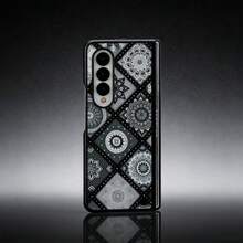 Bohemian PU Leather Hard Shell Foldable Phone Case Compatible With Samsung Galaxy Z Fold3/Z Fold4/Z Fold5/Z Fold6/Z Fold7 - Grey - View 2