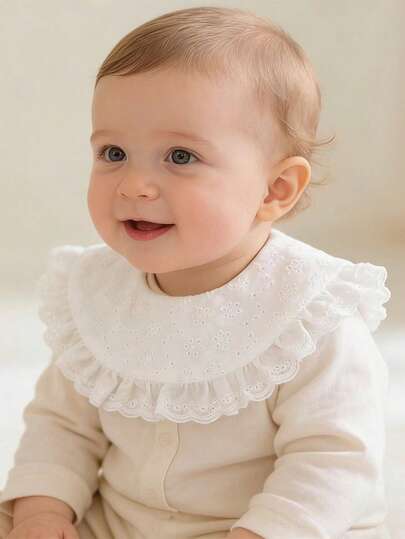 1pc High Quality Princess Lace Flower Baby Bib, Floral Edging Drool Bibs For Infants, Vintage Style Drool Bibs Suitable For Girls Daily Outings And Gifts