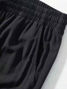 Men's Lightweight Casual Drawstring Cargo Pants, Fashion Sports Minimalist Trousers For Summer - Black - View 5