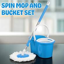 Crystals 360° Rotating Spin Mop & Bucket Set – Magic Floor Cleaner With 2 Microfibre Heads (Blue) - Mop Bucket - View 6